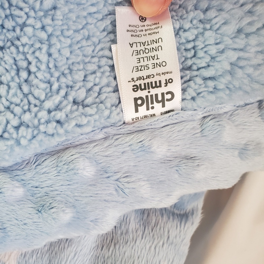 Carters Child Of Mine Blue White Stars Giraffe Velour Sherpa Baby Blanket 30x40 - Picture 4 of 7